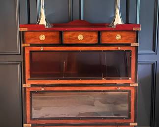 Lillian August Bookcase with lift top glass doors 