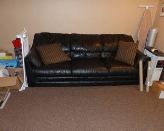 Black leather sofa