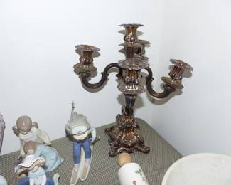 Sterling candelabra, Lladro figurines