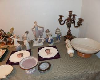 Sterling candelabra, Lladro figurines, assorted bric-a-brac