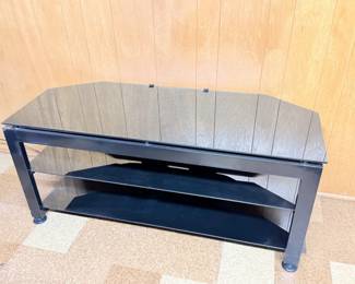 151 BlackMetalTemperedGlassTVStand