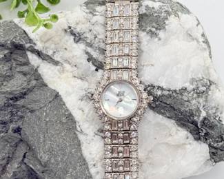 21 NolanMillerLadiesWristwatchSilverstoneFinishRhinestoneAccent