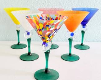 121 KusakArtGlassRainbowMartiniGlasses