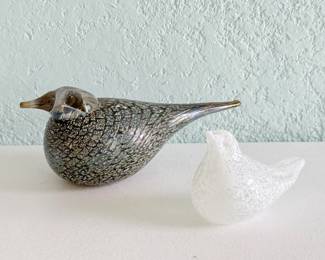 66 ArtGlassBirdFigurinesCrackleFrostedStudioGlass