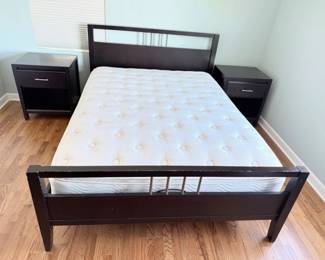 20 ModernEspressoQueenBedFrameMattresswMatchingNightstands