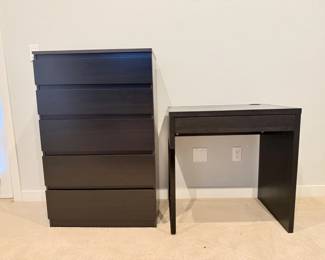 119 MatchingModernEspressoBedroomFurnitureSetDesk5DrawerChest