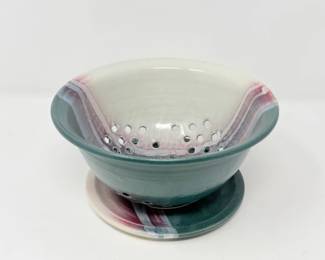 58 SignedHandmadeCeramicBerryColanderBowlSet