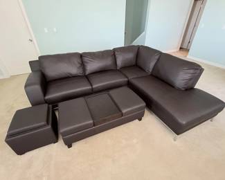 4 JasonFurnitureDarkBrownLeatherSectionalSofaSet