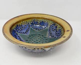 84 SignedHandmadeCeramicBerryColanderBowl