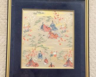 22 FramedJapaneseGoldSilkThreadTapestry