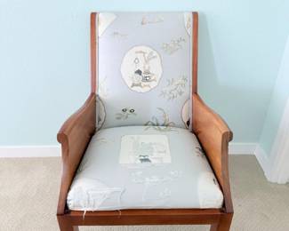 95 WoodenUpholsteredArmChair