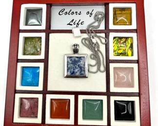 Incredible Sterling Silver Jewelry Set of Gemstone Pendants