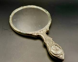 Vintage Silver Tone Hand Mirror