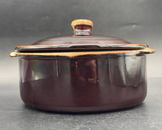 Brown Drip Lidded Casserole Dish