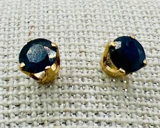 14K Gold Earrings with Sparkling Cobalt Blue Gemstones — Fine Jewelry