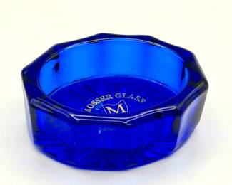 Mosser Glass Open Salt Dip Cellar Cobalt With Sticker