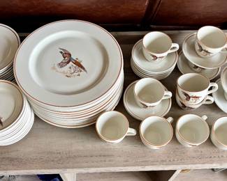 VINTAGE FLYING PHEASANT DISHES CHINA SET PLATES & CUPS