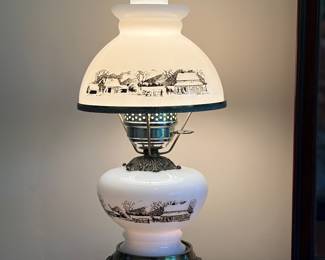 PAIR OF CURRIER & IVES HURRICAN LAMPS