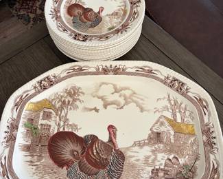 Barnyard King Johnson Bros Turkey Platter and Plates