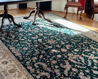 Emerald Green and Floral Rug