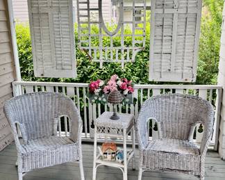 Wicker Chairs, Wooden Shutters Wall Art