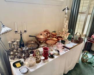 Cooper, Silver Plate, Art Glass