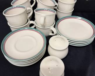Pfaltzgraff Juniper Mugs, Plates, Salt And Pepper