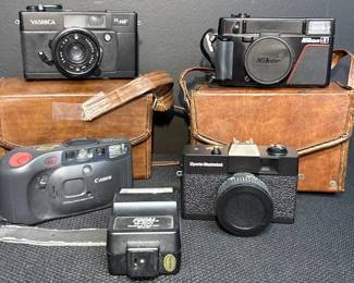 Nikon, Canon, Yashica, Sports Illustrated 35mm Cameras And Flash