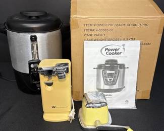 Power Cooker 6 Quart Pressure Cooker, GE 40 Cup Coffee Maker, Vintage Sears Ice Crusher