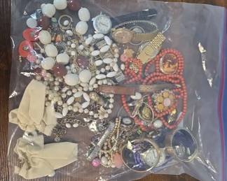 Two Pounds Mystery Lot Of Costume Jewelry Wearable  Pieces