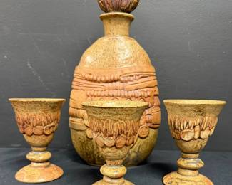Vintage Wine Goblets And Wine Vase