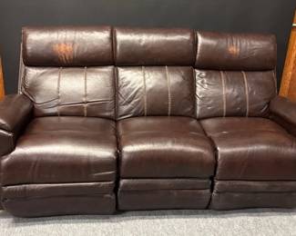 Brown Leather Like Power End Recliner, No Makers Mark