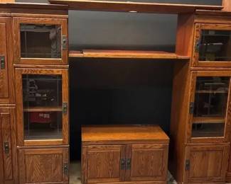 Wood Adjustable Entertainment Center With Storage