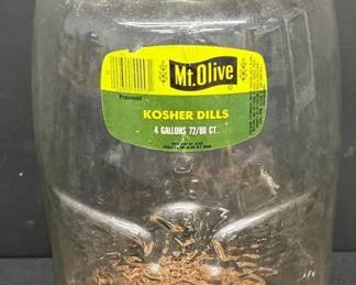 Vintage Mt Olive 4 Gallon Glass Jar With Coins