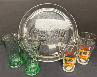 Coca Cola Drinking Glasses and Serving Plate