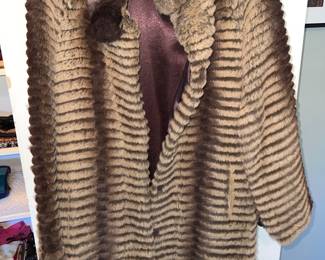 Stiped sheared beaver coat.  WOW!