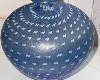Kosta Boda blue and white spotted vase