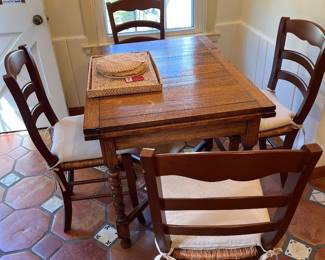 Vintage wood kitchen table with 4 ladder-back chairs