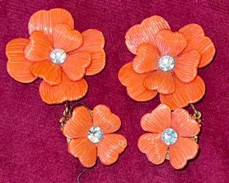 Double orange dangle earrings