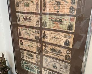 Set of historical currency reproductions from the Civil War era