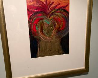 Abstract pastel and crayon drawing