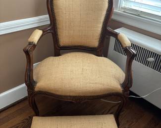 Vintage Louis XV style accent chair and ottoman