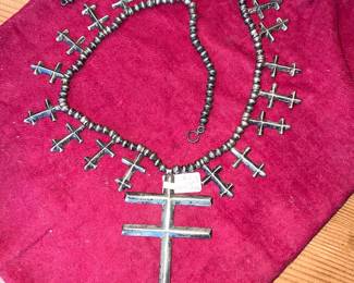 Native American sterling silver squash blossom necklace