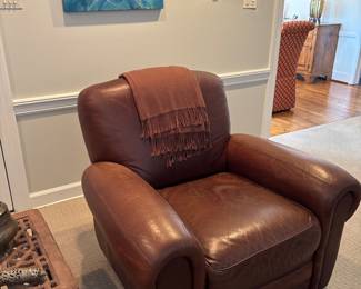 Roll arm leather chair