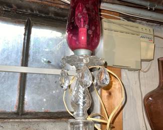 Vintage Hollywood Regency style glass boudoir lamp