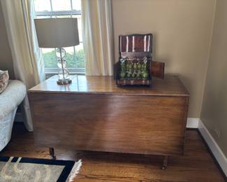 Antique rectangular drop leaf mahogany dining table