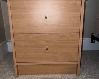 Light wood two-drawer bedside table