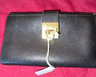 Ferragamo black leather clutch