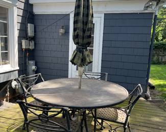 Outdoor table with umbrella and 4 chairs