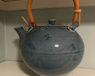 Blue ceramic teapot
